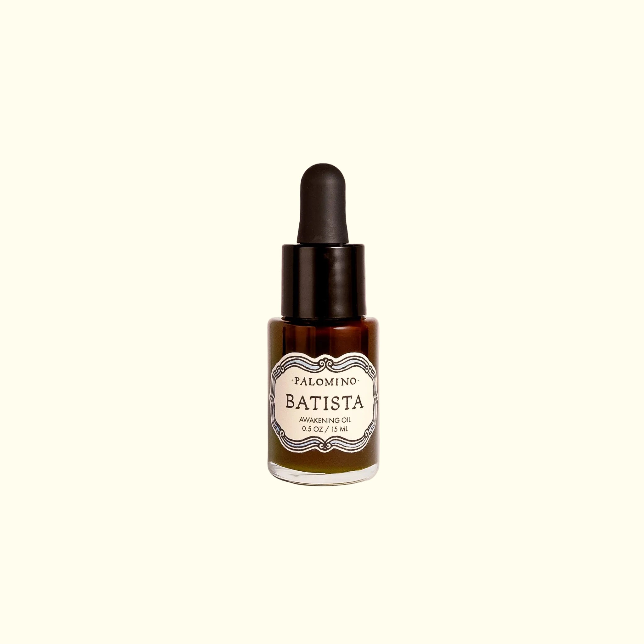 0.5 oz bottle of Batista Awakening Oil with cleavers, green tea, shiso leaf, carrot seed, and lavender 